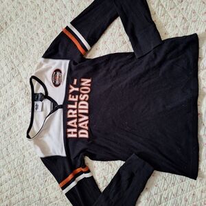 Harley-Davidson Black and White Long Sleeve with Orange Stripes